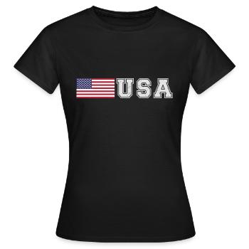 TEAM USA amerikanische Flagge Fahne vor Schrift - Frauen T-Shirt - Schwarz - Vorne - AI Model Female 172 dark (172cm)
