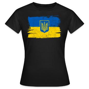 Ucraina Bandiera Ukraine Drapeau Paix Vintage - T-shirt Femme - noir - Devant - AI Model Female 172 dark (172cm)