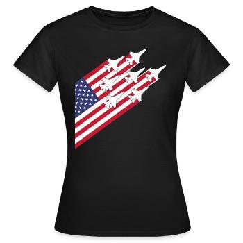 USA-Flagge und Kampfjets - Frauen T-Shirt - Schwarz - Vorne - AI Model Female 172 dark (172cm)