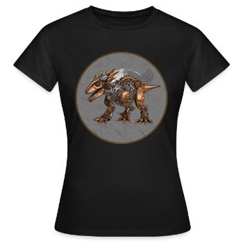 Steampunk-Dinosaurier - Frauen T-Shirt - Schwarz - Vorne - AI Model Female 172 dark (172cm)