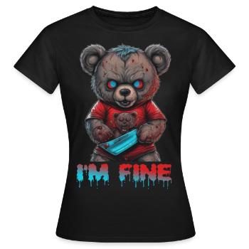 Gruseliger Teddy - Frauen T-Shirt - Schwarz - Vorne - AI Model Female 172 dark (172cm)