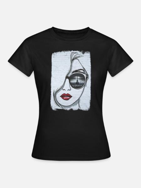 Graffiti-Mädchen in Paris - Frauen T-Shirt - Schwarz