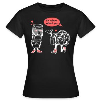 Fotograf Kamera Objektiv Spruch - Frauen T-Shirt - Schwarz - Vorne - AI Model Female 172 dark (172cm)