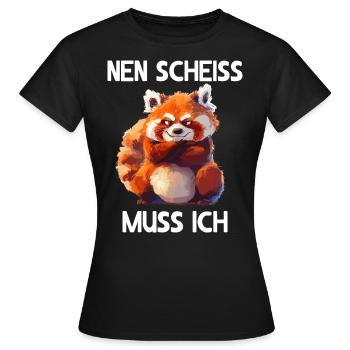 Red Panda Cat Bear Red Panda Nen merde doit - T-shirt Femme - noir - Devant - AI Model Female 172 dark (172cm)