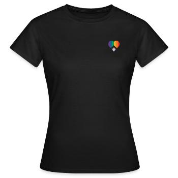 PRIDE Regenbogen Herz - Frauen T-Shirt - Schwarz - Vorne - AI Model Female 172 dark (172cm)