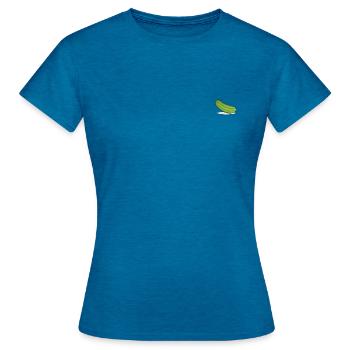 Gurke - Frauen T-Shirt - Antikblaues Saphir meliert - Vorne - AI Model Female 172 dark (172cm)