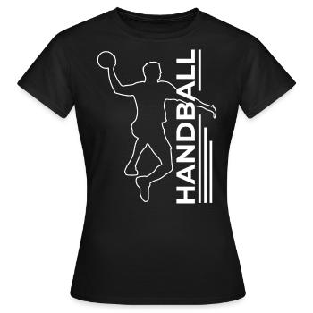 Handball player gift handballer jump throw - Women's T-Shirt - black - Front - AI Model Female 172 dark (172cm)