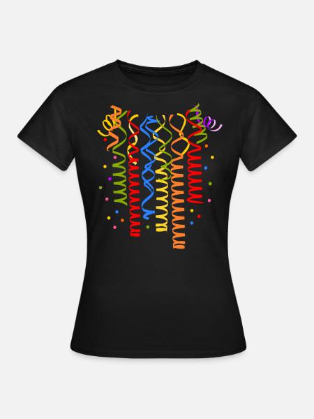 Konfetti Karneval Luftschlangen Fasching Kostüm - Frauen T-Shirt - Schwarz
