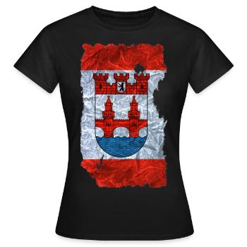 Friedrichshain Kreuzberg 2 Fahne / Flagge vintage - Frauen T-Shirt - Schwarz - Vorne - AI Model Female 172 dark (172cm)