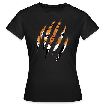 Tigergesicht - Frauen T-Shirt - Schwarz - Vorne - AI Model Female 172 dark (172cm)
