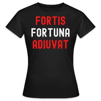 Fortis Fortuna Adiuvat (Rot-Weiß) - Frauen T-Shirt - Schwarz - Vorne - AI Model Female 172 dark (172cm)