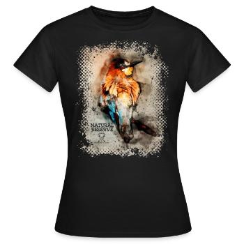 Serie "NATURE RESERVE" - Europäischer Bienenfresser - Frauen T-Shirt - Schwarz - Vorne - AI Model Female 172 dark (172cm)