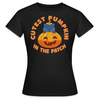 Citrouille la plus mignonne d’Halloween dans le patch - T-shirt Femme - noir - Devant - AI Model Female 172 dark (172cm)