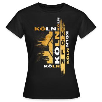 Cologne Allemagne Ville Skyline Font Or - T-shirt Femme - noir - Devant - AI Model Female 172 dark (172cm)