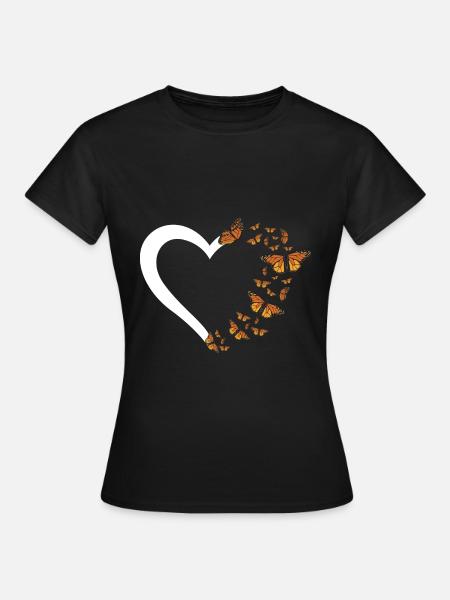 Entomology Milkweed Monarch Butterfly Heartshape - Frauen T-Shirt - Schwarz