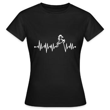 Pferd Herzschlag Heartbeat - Frauen T-Shirt - Schwarz - Vorne - AI Model Female 172 dark (172cm)