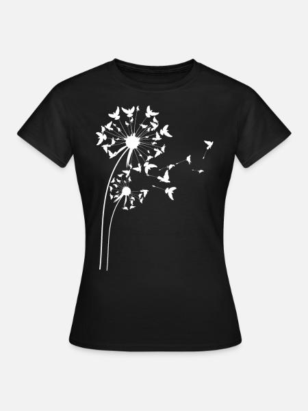 Dandelion Pigeon Flower - Frauen T-Shirt - Schwarz
