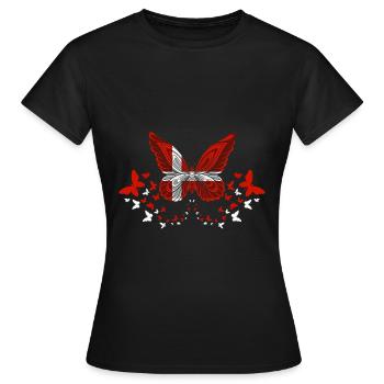 Dänemark Dänemark Flagge Schmetterlinge - Frauen T-Shirt - Schwarz - Vorne - AI Model Female 172 dark (172cm)