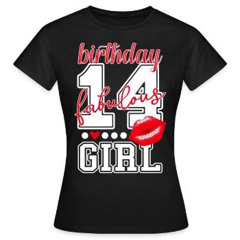 14 ans quatorze quatorze 14 ans fille cadeaux - T-shirt Femme - noir - Devant - AI Model Female 172 dark (172cm)