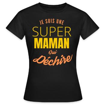 Super Maman qui Déchire : Gestionnaire de Bonheur - T-shirt Femme - noir - Devant - AI Model Female 172 dark (172cm)