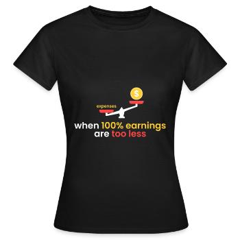 100% yield is too little - Women's T-Shirt - black - Front - AI Model Female 172 dark (172cm)