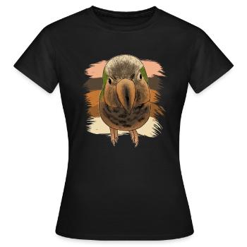 Neugieriger Retro Mönchssittich - Frauen T-Shirt - Schwarz - Vorne - AI Model Female 172 dark (172cm)