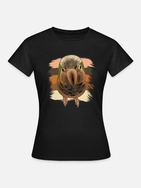 Neugieriger Retro Mönchssittich - Frauen T-Shirt - Schwarz