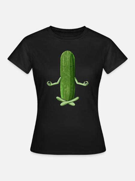 Fun Yoga Légume Méditation Concombre - T-shirt Femme - noir
