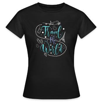 Abenteuer Reisen Präsent Reiseliebhaber - Frauen T-Shirt - Schwarz - Vorne - AI Model Female 172 dark (172cm)