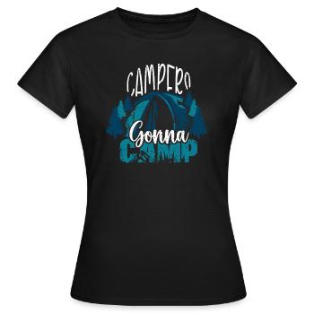 Camping Camper Präsent Naturliebhaber - Frauen T-Shirt - Schwarz - Vorne - AI Model Female 172 dark (172cm)