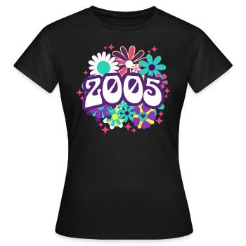 Fête Anniversaire Femme 2005 18 Ans Anniversaire - T-shirt Femme - noir - Devant - AI Model Female 172 dark (172cm)