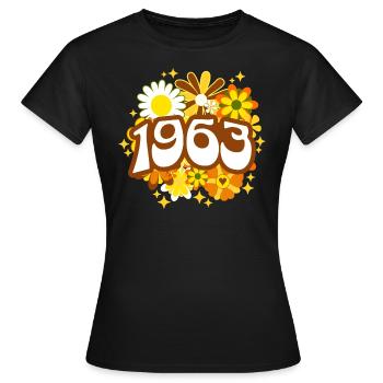 Fête Anniversaire Femme 1963 60 Ans Anniversaire - T-shirt Femme - noir - Devant - AI Model Female 172 dark (172cm)