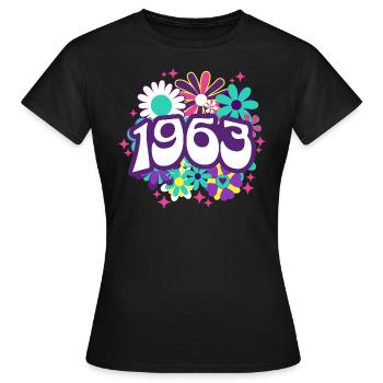 Fête Anniversaire Femme 1963 60 Ans Anniversaire - T-shirt Femme - noir - Devant - AI Model Female 172 dark (172cm)