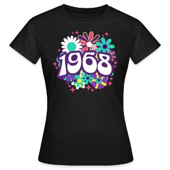 Fête Anniversaire Femme 1968 55 Ans Anniversaire - T-shirt Femme - noir - Devant - AI Model Female 172 dark (172cm)