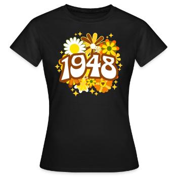Fête Anniversaire Femme 1948 75 Ans Anniversaire - T-shirt Femme - noir - Devant - AI Model Female 172 dark (172cm)