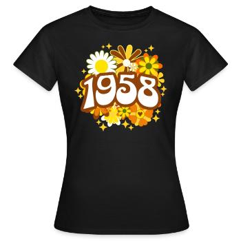 Birthday Party Woman 1958 65 Years Anniversary - Women's T-Shirt - black - Front - AI Model Female 172 dark (172cm)