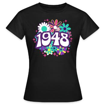 Fête Anniversaire Femme 1948 75 Ans Anniversaire - T-shirt Femme - noir - Devant - AI Model Female 172 dark (172cm)