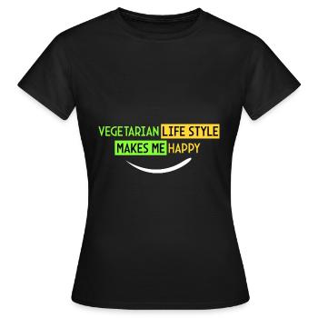 vegetarische Lebensweise - ich bin glücklich - Frauen T-Shirt - Schwarz - Vorne - AI Model Female 172 dark (172cm)