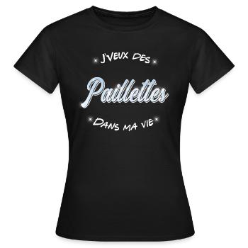 Ich will Glanz in meinem Leben - Frauen T-Shirt - Schwarz - Vorne - AI Model Female 172 dark (172cm)