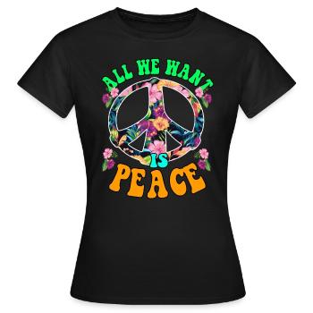 Paix Paix, Paix | Anti-Guerre Design coloré - T-shirt Femme - noir - Devant - AI Model Female 172 dark (172cm)