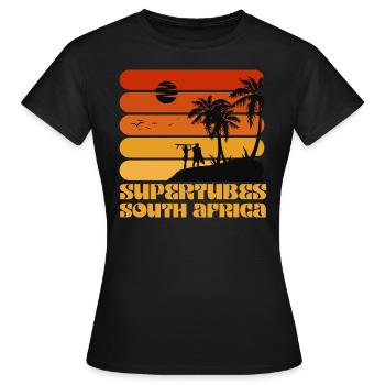 Surfing Vintage Supertubes Beach South Africa - Frauen T-Shirt - Schwarz - Vorne - AI Model Female 172 dark (172cm)