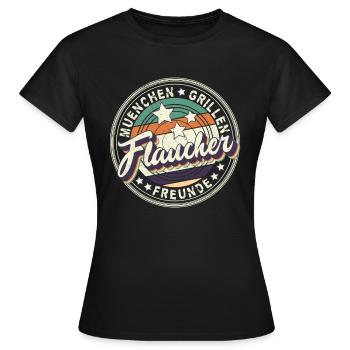 Flaucher München Münchner Sommer Grillen Isar - Frauen T-Shirt - Schwarz - Vorne - AI Model Female 172 dark (172cm)