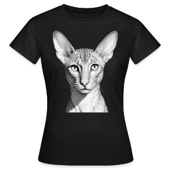 Lustige orientalische Kurzhaarkatze - Frauen T-Shirt - Schwarz - Vorne - AI Model Female 172 dark (172cm)