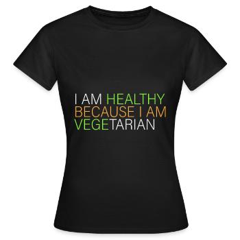 Je suis en bonne santé - végétarien - T-shirt Femme - noir - Devant - AI Model Female 172 dark (172cm)