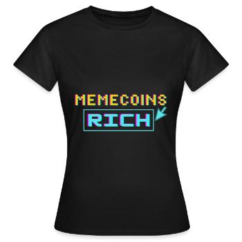 Memecoins -> reich - Frauen T-Shirt - Schwarz - Vorne - AI Model Female 172 dark (172cm)