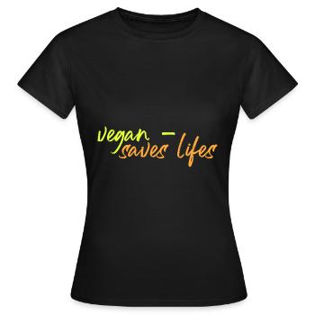 végétalien - sauve des vies - T-shirt Femme - noir - Devant - AI Model Female 172 dark (172cm)