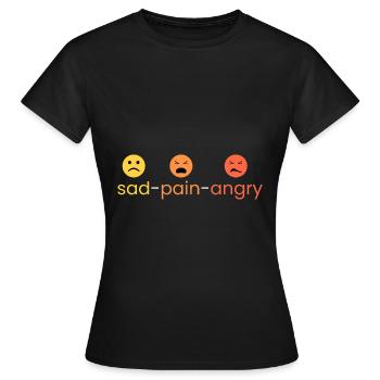 triste - douleur - colère - T-shirt Femme - noir - Devant - AI Model Female 172 dark (172cm)