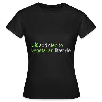 süchtig nach vegetarischer Lebensweise - Frauen T-Shirt - Schwarz - Vorne - AI Model Female 172 dark (172cm)