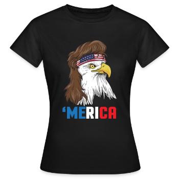 Patriotic Mullet Eagle Independence Day le 4 juillet - T-shirt Femme - noir - Devant - AI Model Female 172 dark (172cm)