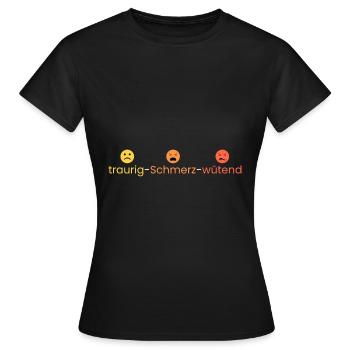 triste - douleur - colère - T-shirt Femme - noir - Devant - AI Model Female 172 dark (172cm)